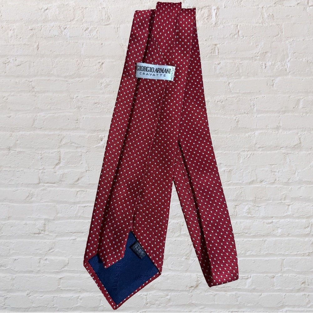 Giorgio Armani Burgundy Polka Dot Tie - Picture 2 of 4